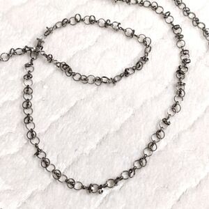 Vintage 80's  Silvertone Interlocking Circle Necklace 44" Long - Lightweight